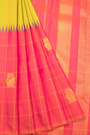 Lime Green Pure Zari Kanjivaram Silk Saree 10065054