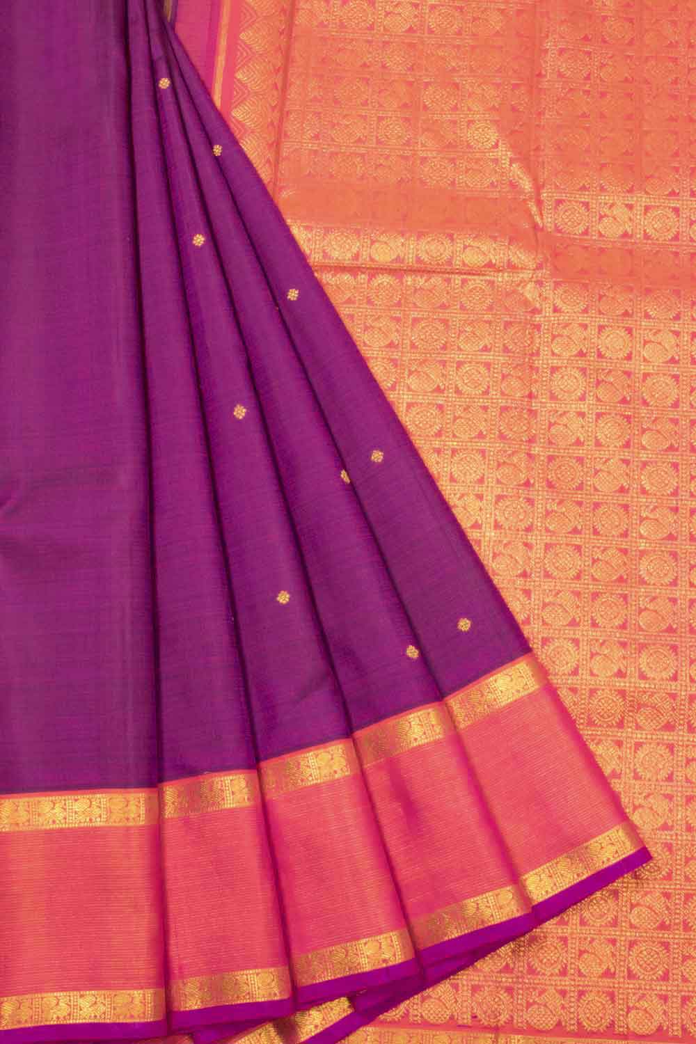 Plum Purple Handloom Kanjivaram Silk Saree 10065055