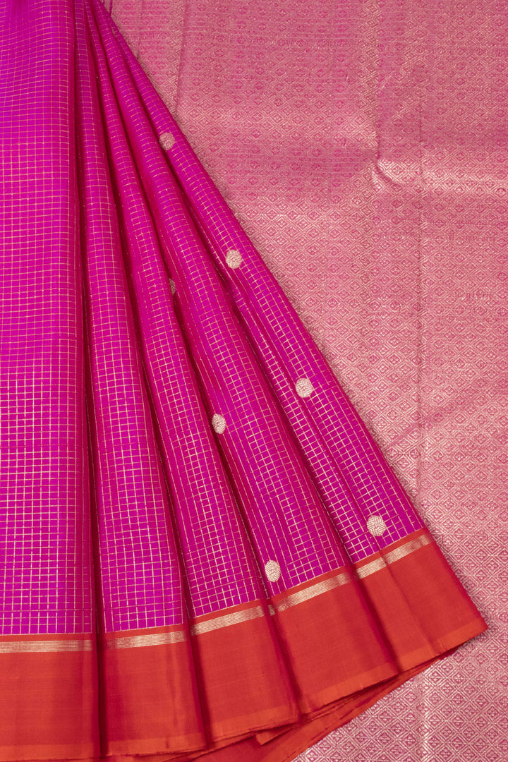 Hot Pink Handloom Kanjivaram Silk Saree 10065057