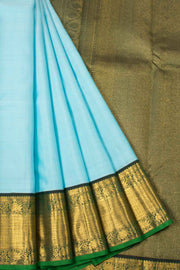 Blue Handloom Korvai Kanjivaram Silk Saree 10065059
