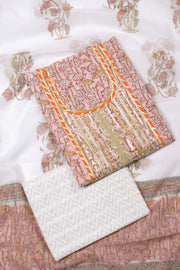 Gotapatti Embroidered Cotton 3-Piece Salwar Suit Material - Avishya