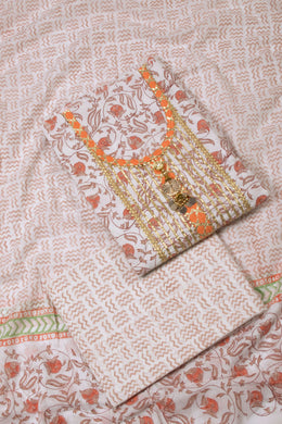 Gotapatti Embroidered 3-piece Cotton Salwar Suit Material - Avishya