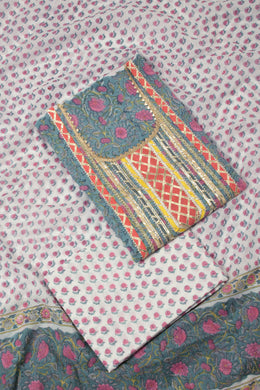 Gotapatti Embroidered 3-piece Cotton Salwar Suit Material - Avishya