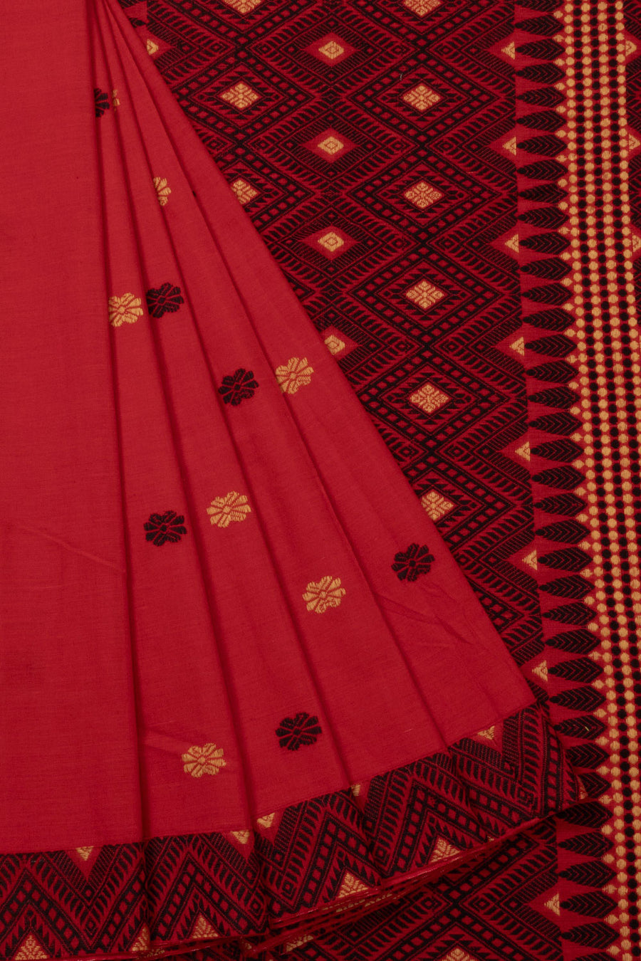 Venetian Red Handloom Assam Cotton Saree - Avishya