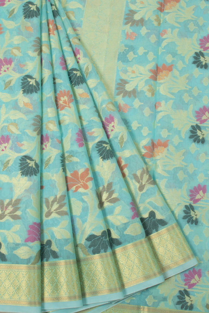 Blue Handloom Banarasi Cotton Saree  - Avishya