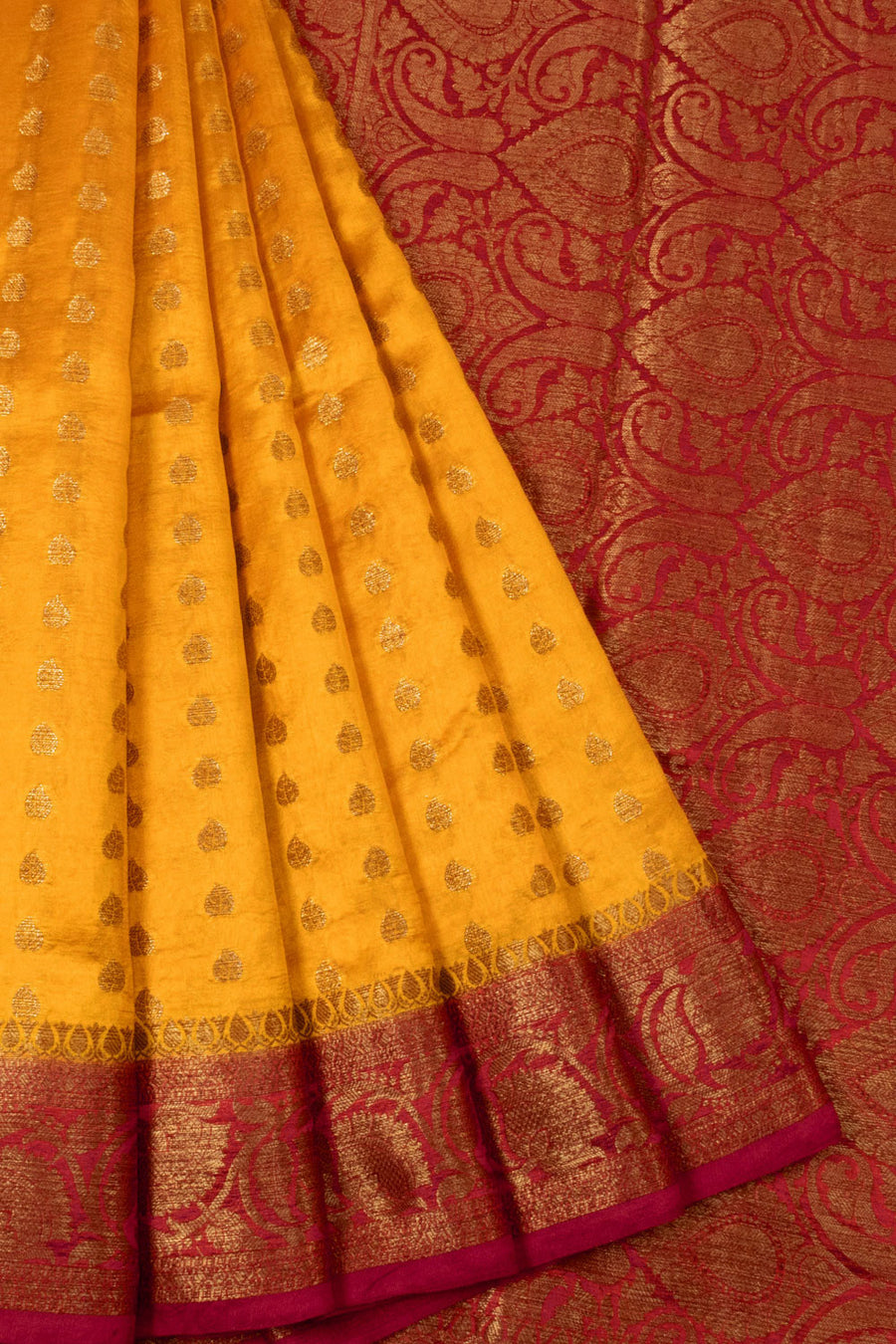 Yellow Handloom Banarasi Summer Silk Saree  - Avishya