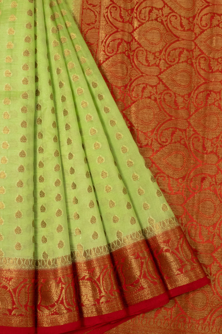 Green Handloom Banarasi Summer Silk Saree - Avishya