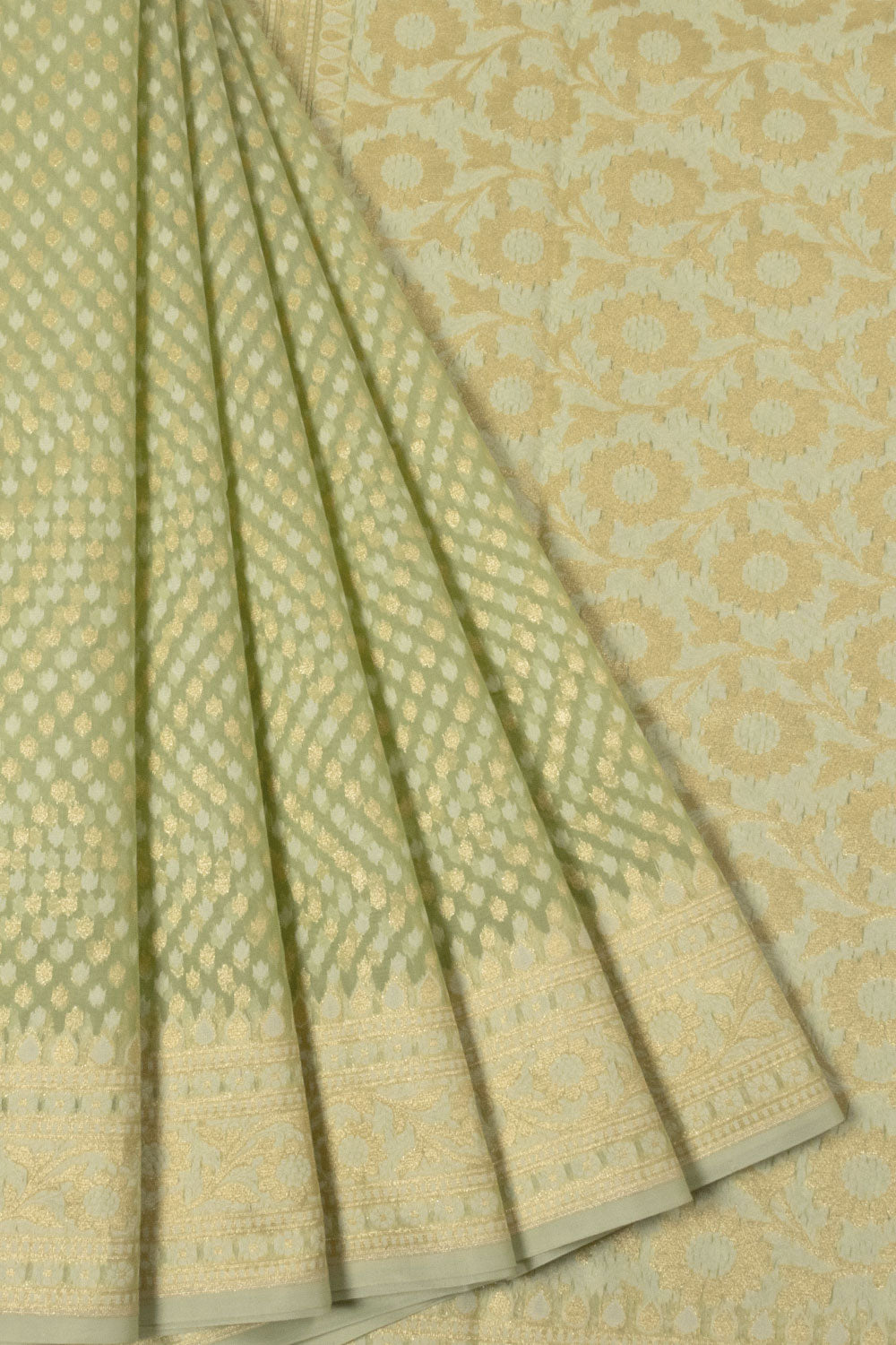 Green Handloom Banarasi Cotton Saree - Avishya