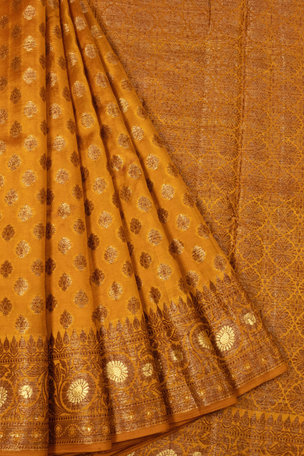Mustard Yellow Handloom Banarasi Summer Silk Saree  - Avishya