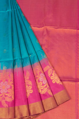 Blue Handloom Kanjivaram Soft Silk Saree - Avishya