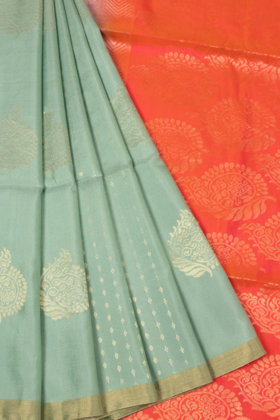 Pistachio Green Handloom Kanjivaram Soft Silk Saree - Avishya