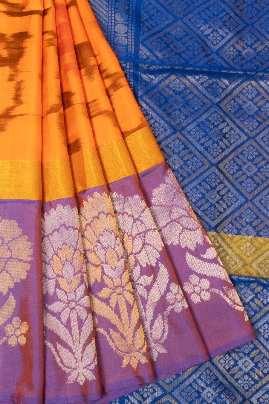 Amber Yellow Handloom Kanjivaram Soft Silk Saree - Avishya