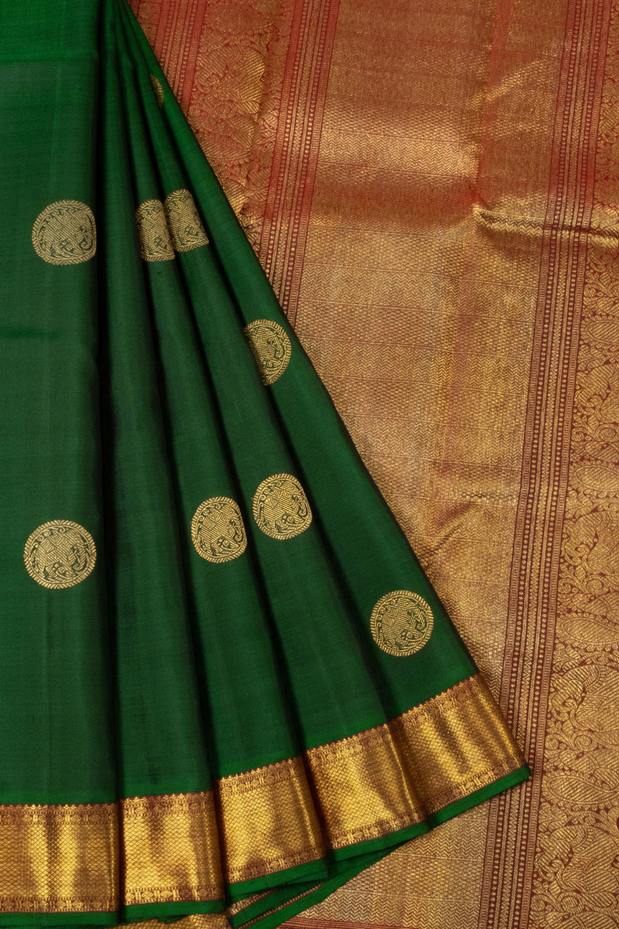 Dark Green Bridal Kanjivaram Silk Saree- Avishya