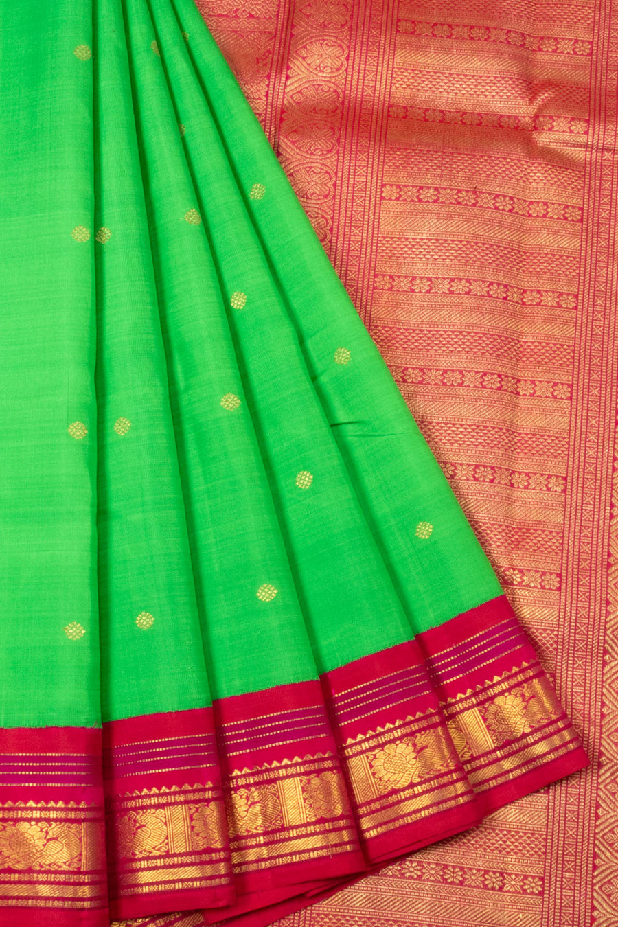 Green Handloom Korvai Kanjivaram Silk Saree - Avishya