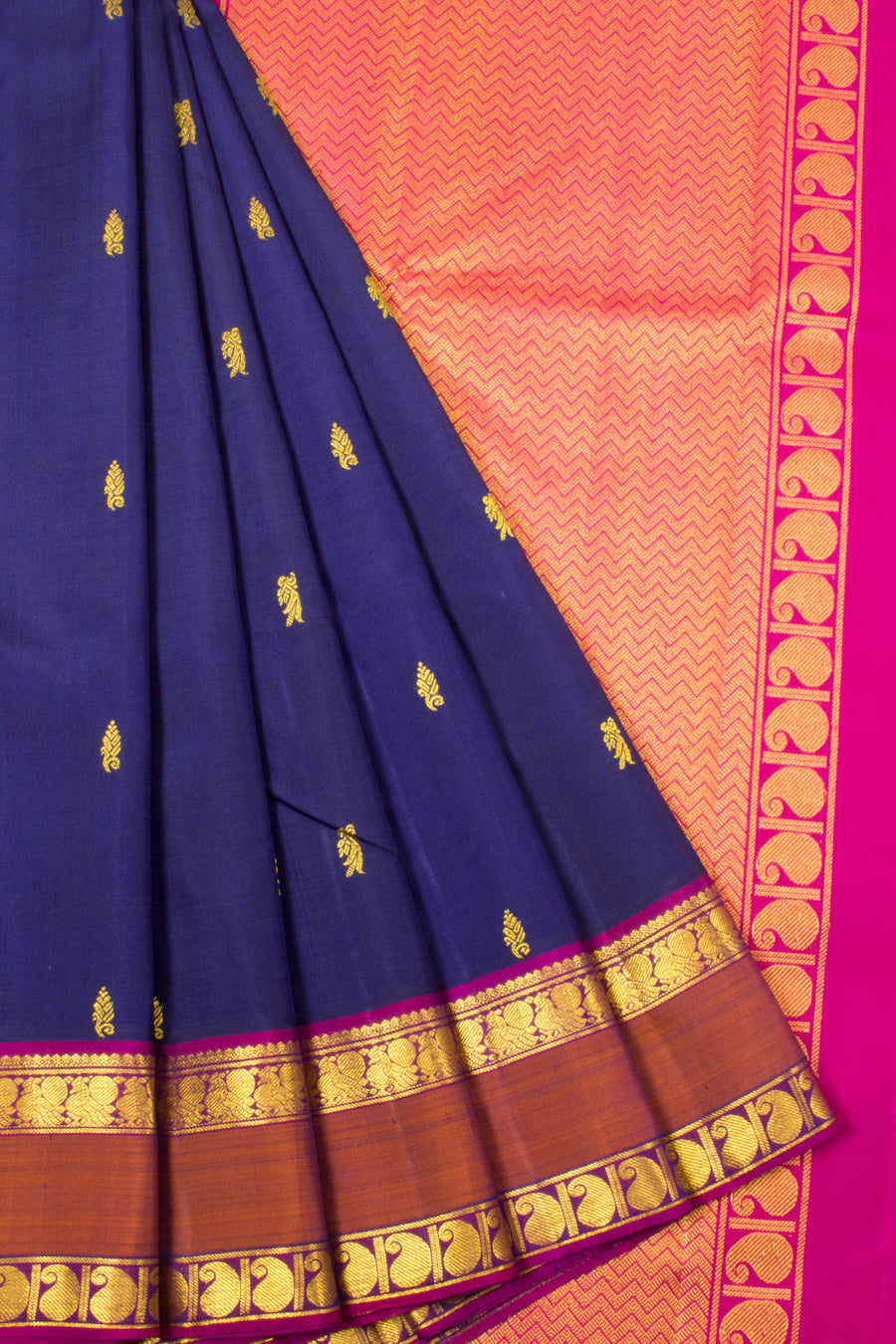 Navy Blue Handloom Kanjivaram Silk Saree  - Avishya