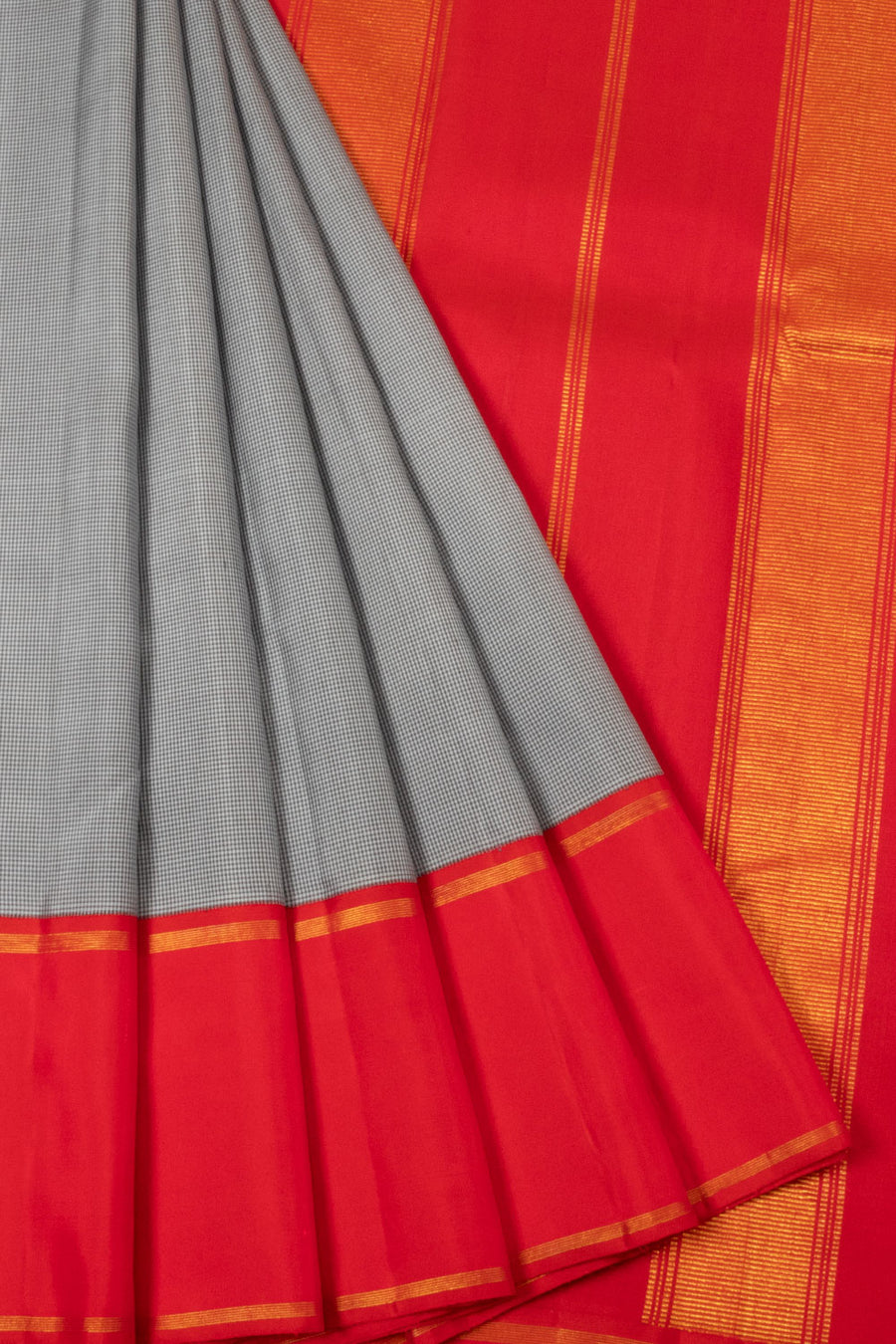 Grey Korvai Kanjivaram Silk Saree - Avishya