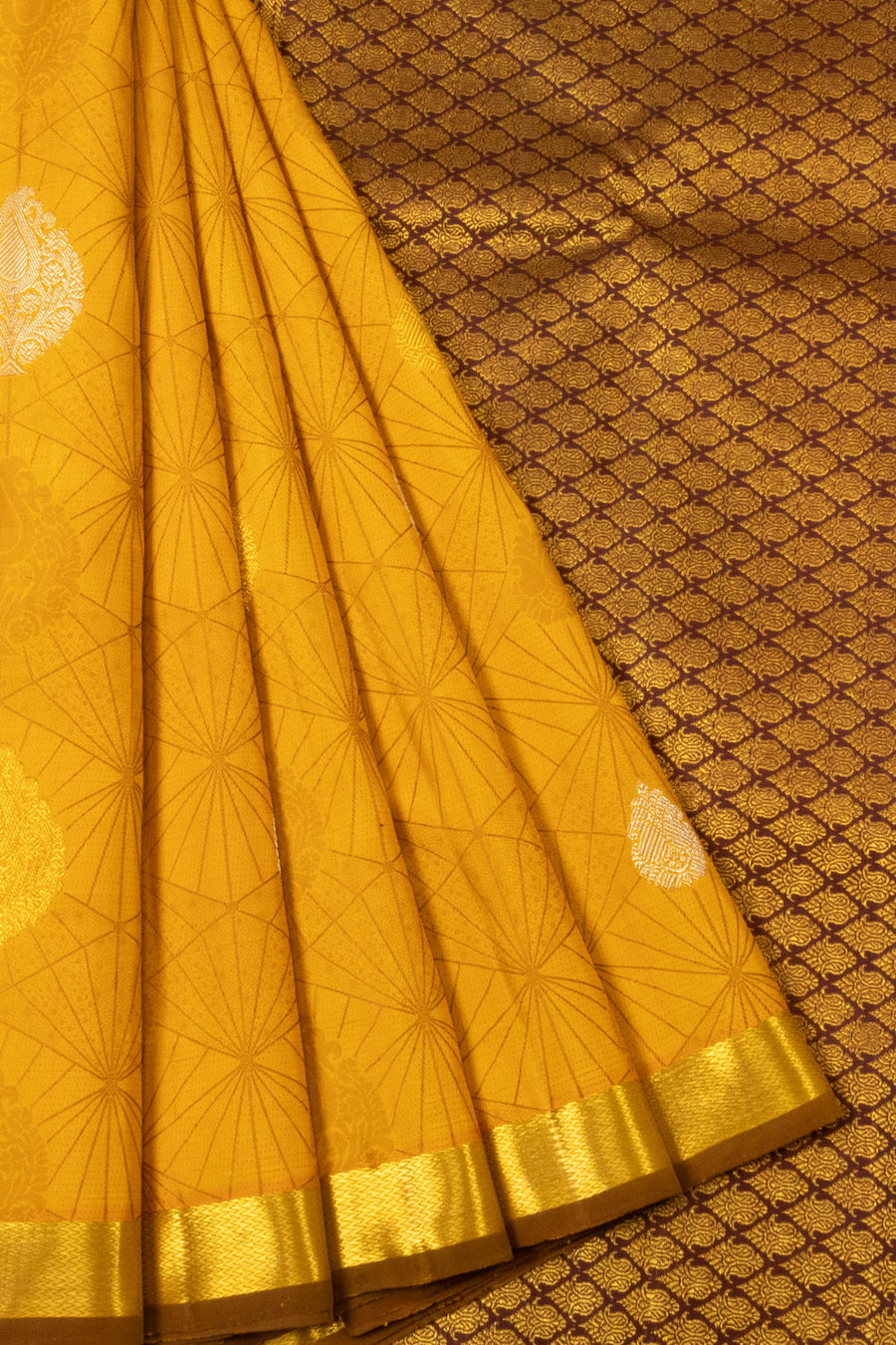 Golden Yellow Handloom Kanjivaram Silk Saree - Avishya
