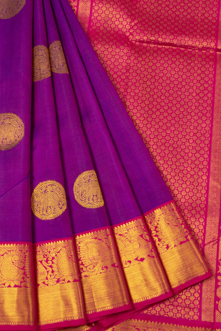 Purple Handloom Korvai Kanjivaram Silk Saree - Avishya