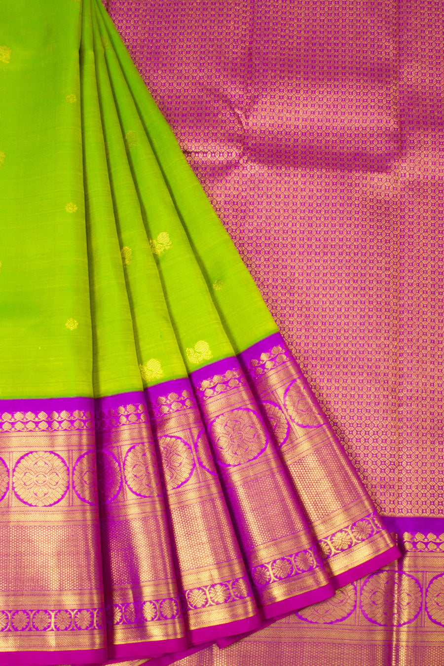 Parrot Green Handloom Korvai Kanjivaram Silk Saree  - Avishya