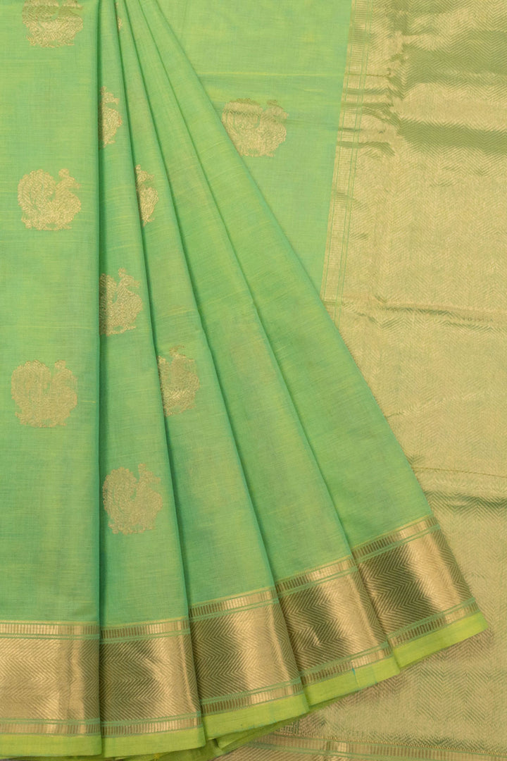 Green Handloom Kanchi Cotton Saree - Avishya