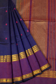 Blue Handloom Kanchi Silk Cotton Saree 10065347