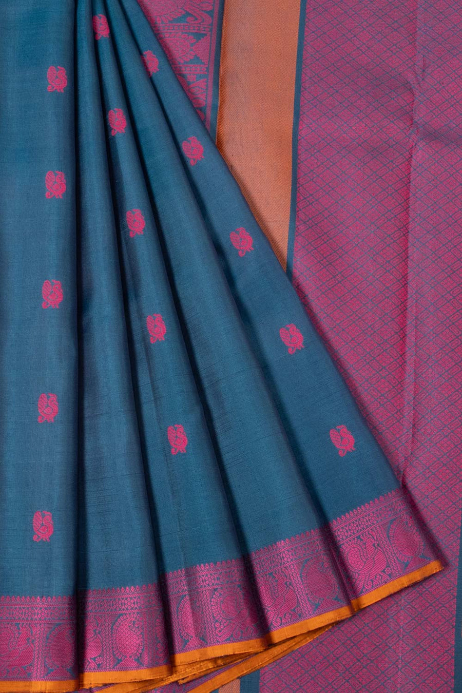 Blue Handloom Thread work Kanjivaram Silk Saree  - Avishya