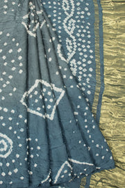 Grey Handwoven Bandhani Modal Silk Saree - Avishya