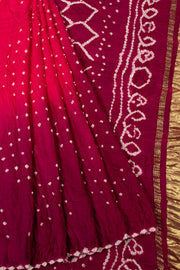 Magenta Handwoven Bandhani Modal Saree - Avishya
