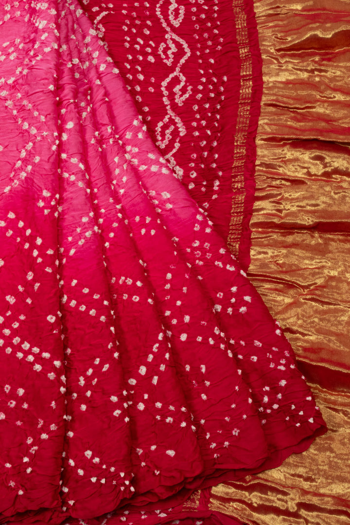 Pink Handwoven Bandhani Modal Saree - Avishya