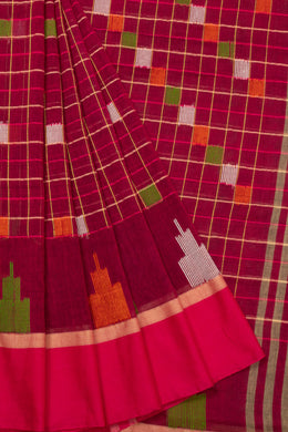 Maroon Handloom Jamdani Cotton Saree - Avishya