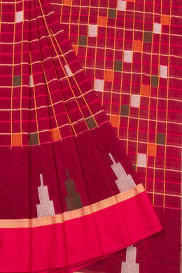 Maroon Handloom Jamdani Cotton Saree - Avishya