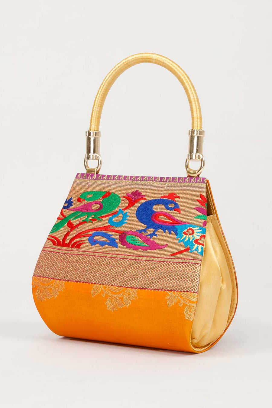 Yellow Handcrafted Paithani Potli Bag - Avishya