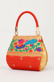 Orange Handcrafted Paithani Potli Bag - Avishya