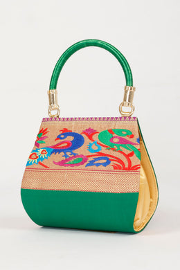 Green Handcrafted Paithani Potli Bag - Avishya