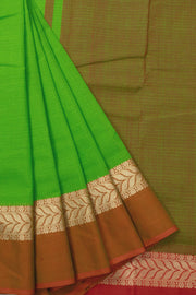 Green Handloom Dhaniakhali Cotton Saree - Avishya