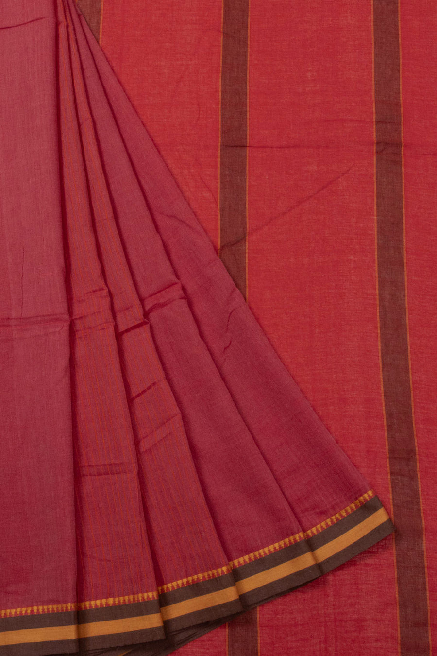 Magenta Handloom Bengal Khadi Cotton Saree - Avishya