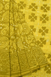 Green Batik Printed Silk saree - Avishya