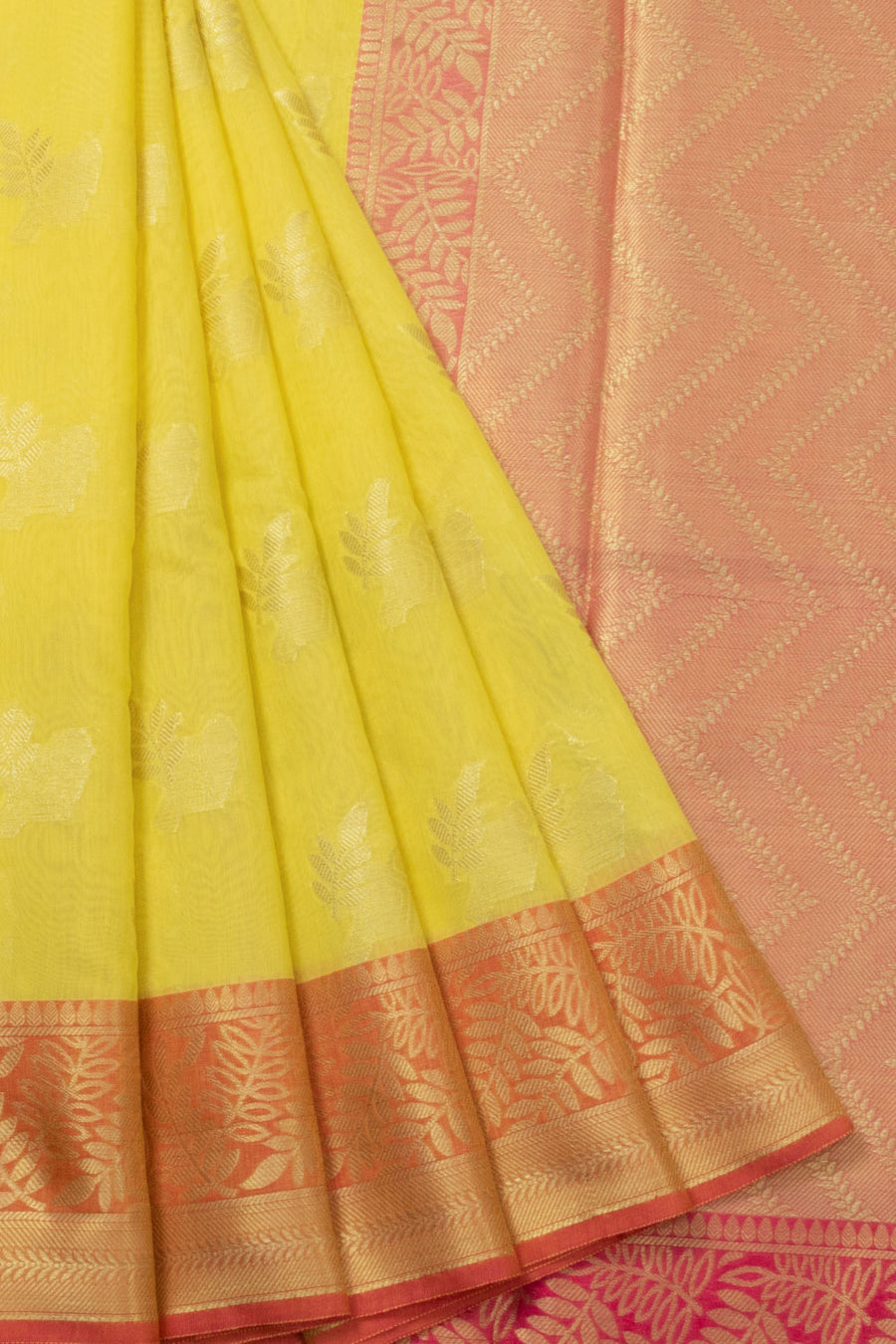 Bright Yellow Handloom Banarasi Cotton Saree- Avishya