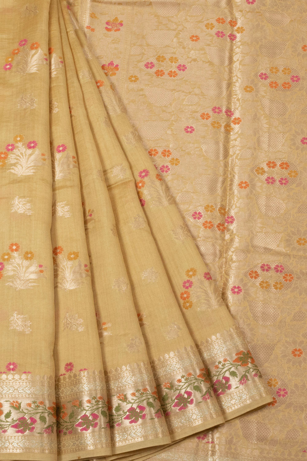 Blonde Yellow Handloom Banarasi Chiniya Silk Saree -Avishya