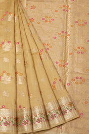 Blonde Yellow Handloom Banarasi Chiniya Silk Saree 10065485