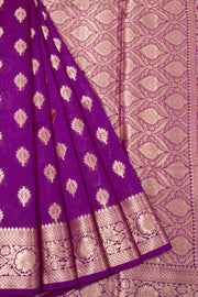 Violet Handloom Banarasi Chiniya Silk Saree 10065486