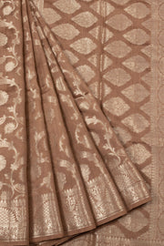 Tortilla Brown Handloom Banarasi Chiniya Silk Saree 10065487