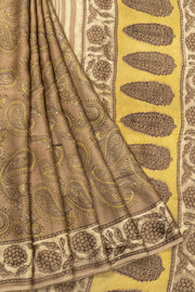 Brown Vanaspathi Hand block Printed Modal Silk Cotton Saree  - Avishya