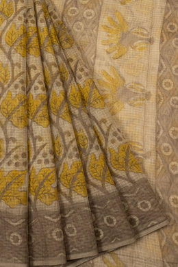 Beige Vanaspathi Hand block Printed Kota Cotton saree - Avishya