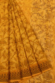 Yellow Vanaspathi Hand block Printed Kota Cotton saree - Avishya