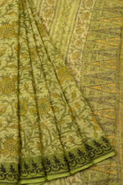 Green Vanaspathi Hand block Printed Kota Cotton saree - Avishya