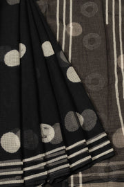 Black Vanaspathi Hand block Printed Kota Cotton saree - Avishya