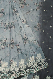 Grey Embroidered Organza Saree - Avishya