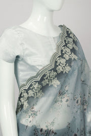 Grey Embroidered Organza Saree - Avishya