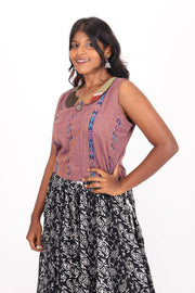 Black Hand Block Printed Cotton Skirt